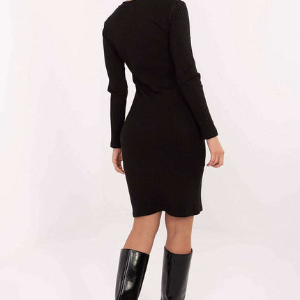 Ribbed Cotton Pencil Dress with V-Neck – Modern Stretch Workwear - Très Elite