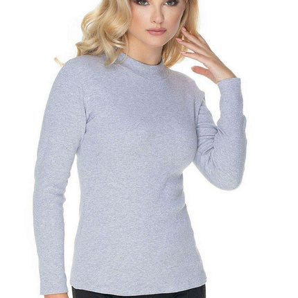 Ribbed Cotton Stand-Up Collar Peekaboo Blouse - Très Elite