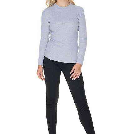 Ribbed Cotton Stand-Up Collar Peekaboo Blouse - Très Elite