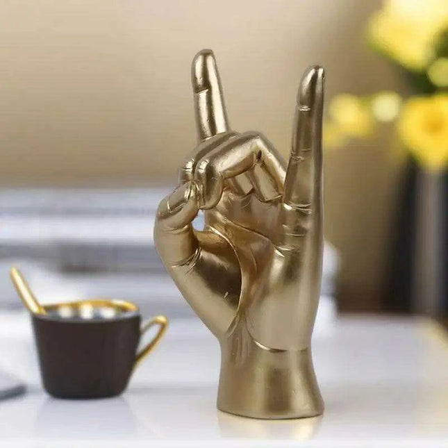 Rock and Roll Hand Gesture Sculpture for Dynamic Home Decoration - Très Elite