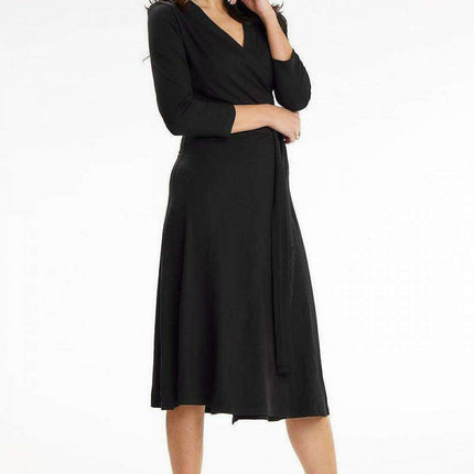 Romantic Envelope Top Midi Dress with Belted Waist - Très Elite