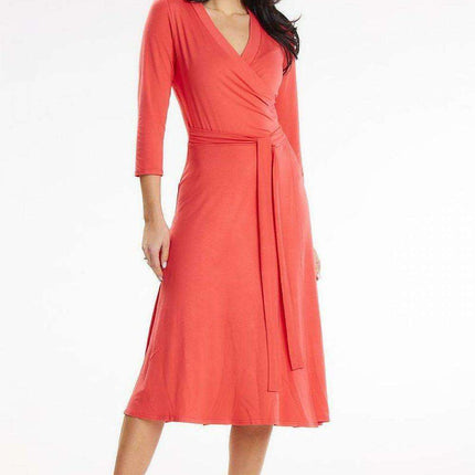 Romantic Envelope Top Midi Dress with Belted Waist - Très Elite