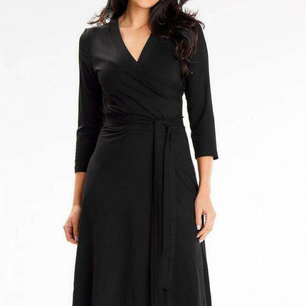 Romantic Envelope Top Midi Dress with Belted Waist