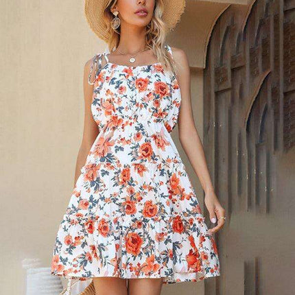 Romantic Floral Bow Suspender Dress - Embrace Your Charm - Très Elite