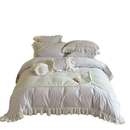 Romantic Floral Princess Purple Duvet Cover Set - Luxurious 100% Cotton Bedding for Autumn & Winter - Très Elite