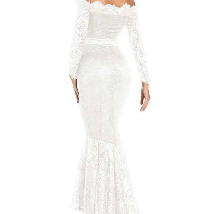 Romantic Off-Shoulder Mermaid Wedding Dress with Elegant Floral Lace Accents