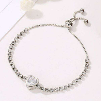 Rose Gold Heart Bracelet with Zircon and Diamond Accents - Elevate Your Accessories Collection - Très Elite