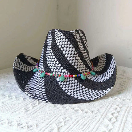 Rose Red Cowboy Straw Hat - Adjustable Wide Brim Sun Hat for All Seasons - Très Elite