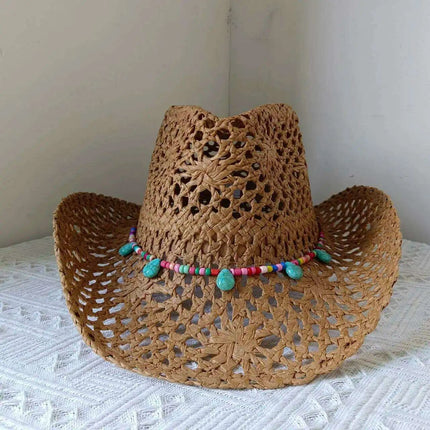 Rose Red Cowboy Straw Hat - Adjustable Wide Brim Sun Hat for All Seasons - Très Elite