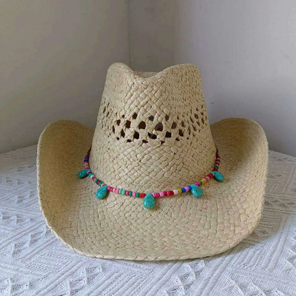 Rose Red Cowboy Straw Hat - Adjustable Wide Brim Sun Hat for All Seasons - Très Elite