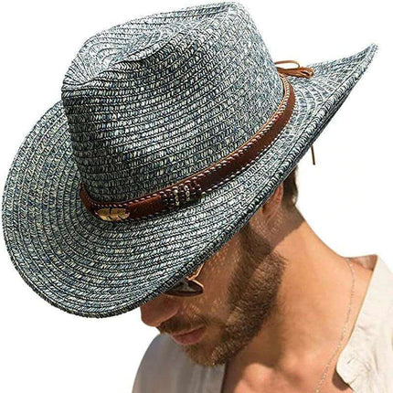 Rose Red Cowboy Straw Hat - Adjustable Wide Brim Sun Hat for All Seasons - Très Elite