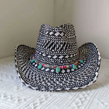 Rose Red Cowboy Straw Hat - Adjustable Wide Brim Sun Hat for All Seasons - Très Elite