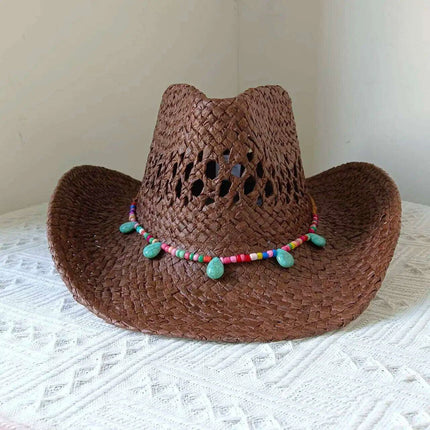 Rose Red Cowboy Straw Hat - Adjustable Wide Brim Sun Hat for All Seasons - Très Elite