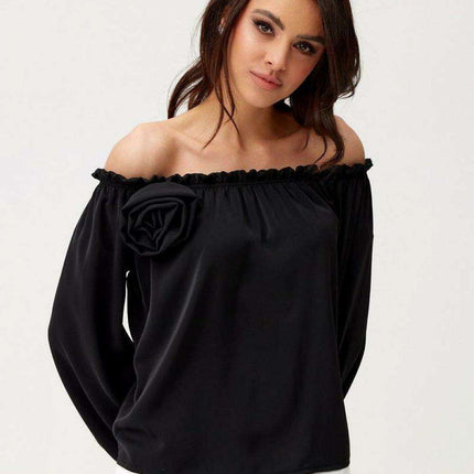 Rosie Satin Blouse with Spanish Flair - Très Elite