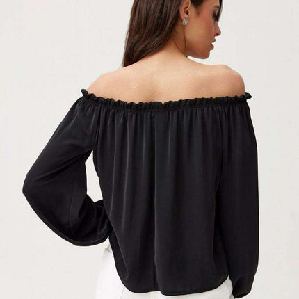 Rosie Satin Blouse with Spanish Flair - Très Elite