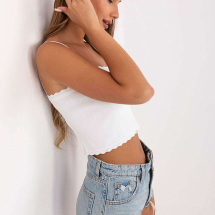 Rue Paris Ribbed Cropped Tank Top With Rectangular Neckline - Très Elite
