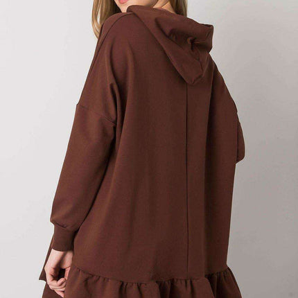 Ruffled Hooded Tunic Sweater with Pockets - Très Elite