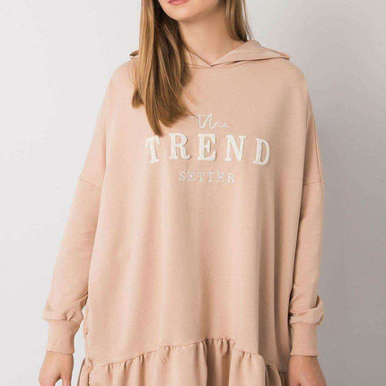 Ruffled Hooded Tunic Sweater with Pockets - Très Elite