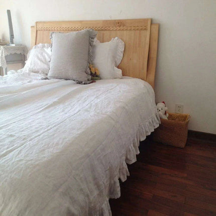 Ruffled White Washed Linen Duvet Cover