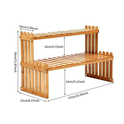 Rustic 2-Tier Bamboo Plant Stand – Stylish Indoor Organizer for Succulents and Greenery - Très Elite