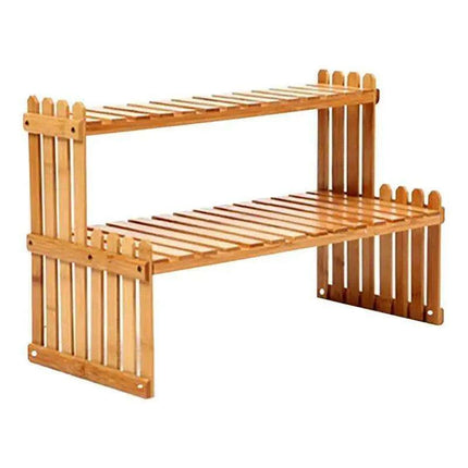 Rustic 2-Tier Bamboo Plant Stand – Stylish Indoor Organizer for Succulents and Greenery - Très Elite