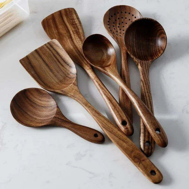 Rustic Acacia Wood Culinary Utensil Set - Timeless Tools for the Modern Kitchen