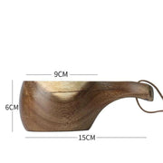 Rustic Acacia Wood Outdoor Mug - Elegant Camping Coffee & Milk Cup with Practical Rope Handle - Très Elite