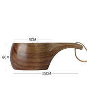 Rustic Acacia Wood Outdoor Mug - Elegant Camping Coffee & Milk Cup with Practical Rope Handle - Très Elite