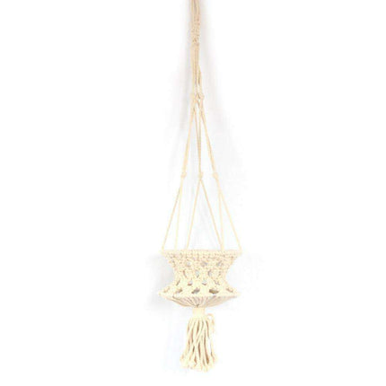 Rustic Beige Hand-Woven Macramé Plant Hanger
