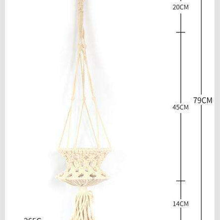 Rustic Beige Hand-Woven Macramé Plant Hanger