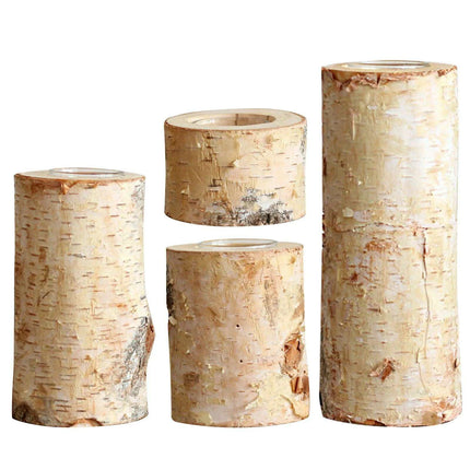 Rustic Birch Wood Tealight Candle Holder - Natural Decor for Home & Events - Très Elite