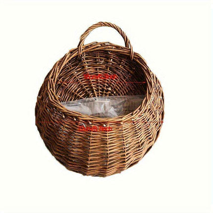Rustic Blue Rattan Flower Wall Basket for Real or Faux Blooms - Très Elite