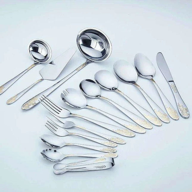 Rustic Elegance 72-Piece Stainless Steel Cutlery Set with Wooden Organizer - Très Elite