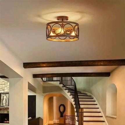 Rustic Farmhouse Circular Chandelier with Wood Grain Finish for Elegant Home and Restaurant Lighting- Très Elite- Très Elite