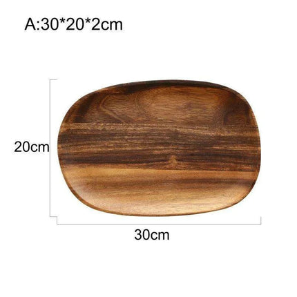 Rustic Irregular Oval Wooden Serving Platters for Sushi, Fruits, and Bread - Distinctive Decorative Dinner Plates for Home - Très Elite
