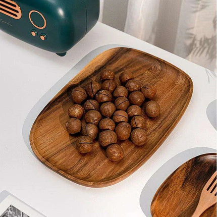 Rustic Irregular Oval Wooden Serving Platters for Sushi, Fruits, and Bread - Distinctive Decorative Dinner Plates for Home - Très Elite
