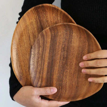 Rustic Irregular Oval Wooden Serving Platters for Sushi, Fruits, and Bread - Distinctive Decorative Dinner Plates for Home - Très Elite
