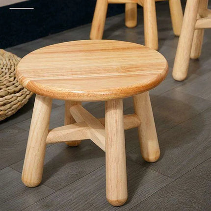 Rustic Kids' Round Wooden Bench - Stylish Multi-Use Stool for Home Decor - Très Elite