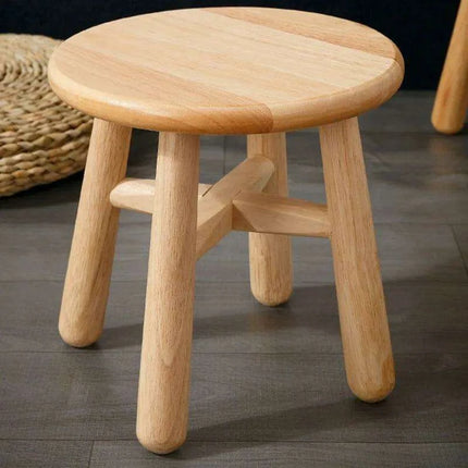Rustic Kids' Round Wooden Bench - Stylish Multi-Use Stool for Home Decor - Très Elite