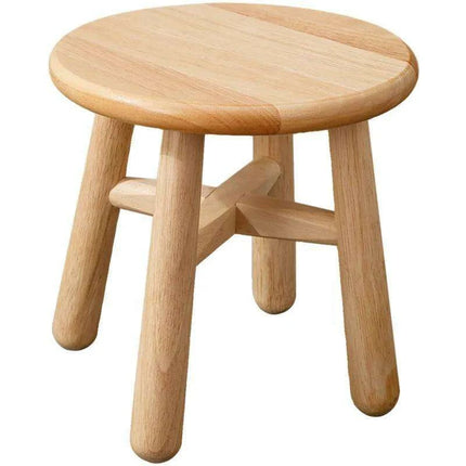 Rustic Kids' Round Wooden Bench - Stylish Multi-Use Stool for Home Decor - Très Elite
