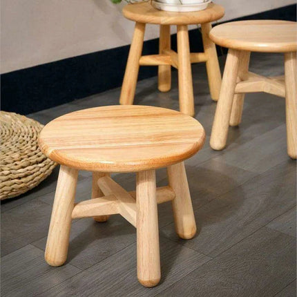 Rustic Kids' Round Wooden Bench - Stylish Multi-Use Stool for Home Decor - Très Elite