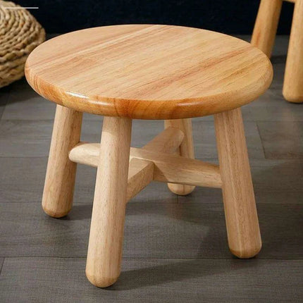 Rustic Kids' Round Wooden Bench - Stylish Multi-Use Stool for Home Decor - Très Elite