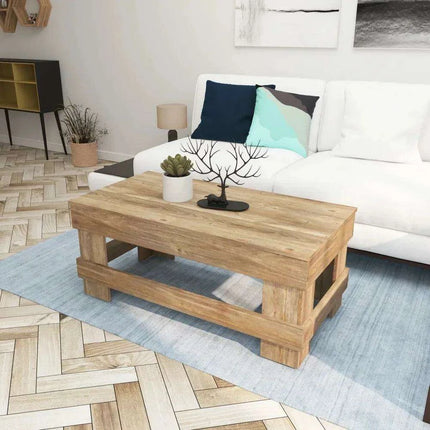 Rustic Reclaimed Wood Coffee Table for Farmhouse Living - Très Elite
