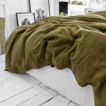 Rustic Washed Flax Linen Bedding Set..