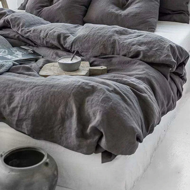 Rustic Washed Flax Linen Bedding Set