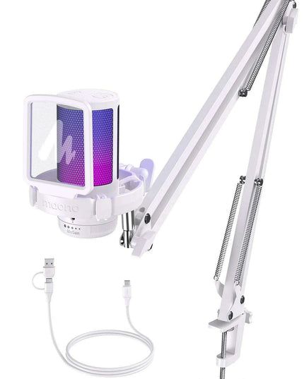 Illuminate Your Sound: Gamerwave RGB USB Condenser Microphone with Premium Noise-Cancellation and Customizable Lighting Effects