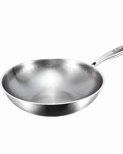 Titanium Excellence: Non-Stick Hammer-Printed Flat Bottom Wok for Gourmet Home Cooking