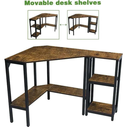 Space-Saving Triangular Corner Desk with Functional Storage and Roomy Workspace - Modern Computer Table