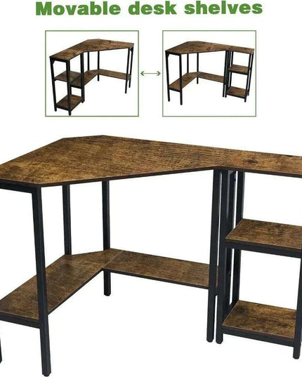 Space-Saving Triangular Corner Desk with Functional Storage and Roomy Workspace - Modern Computer Table