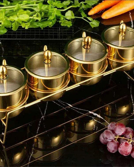 Elegant Stainless Steel Condiment Set with Wasabi Tray - Ideal for Hotpot, Dips, and More